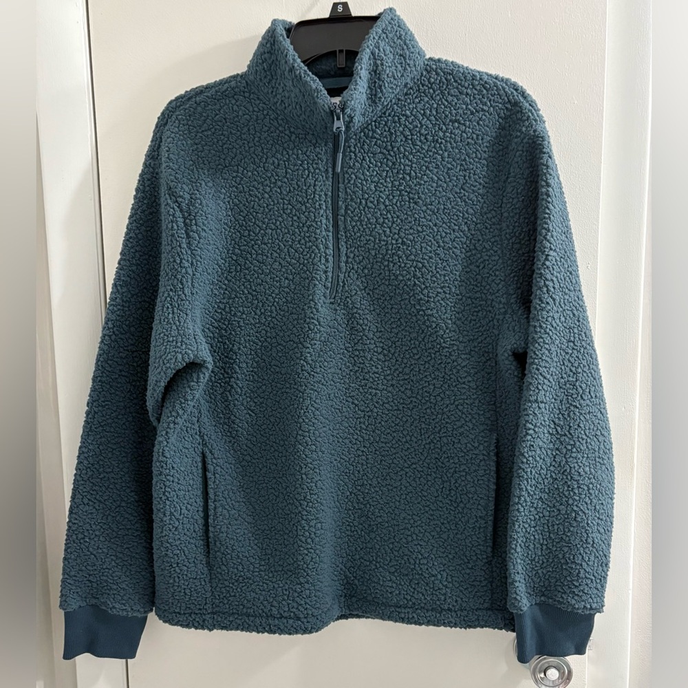 Old Navy Men’s Sz M Cozy Sherpa 1/4 Zip Mock-Neck Sweatshirt